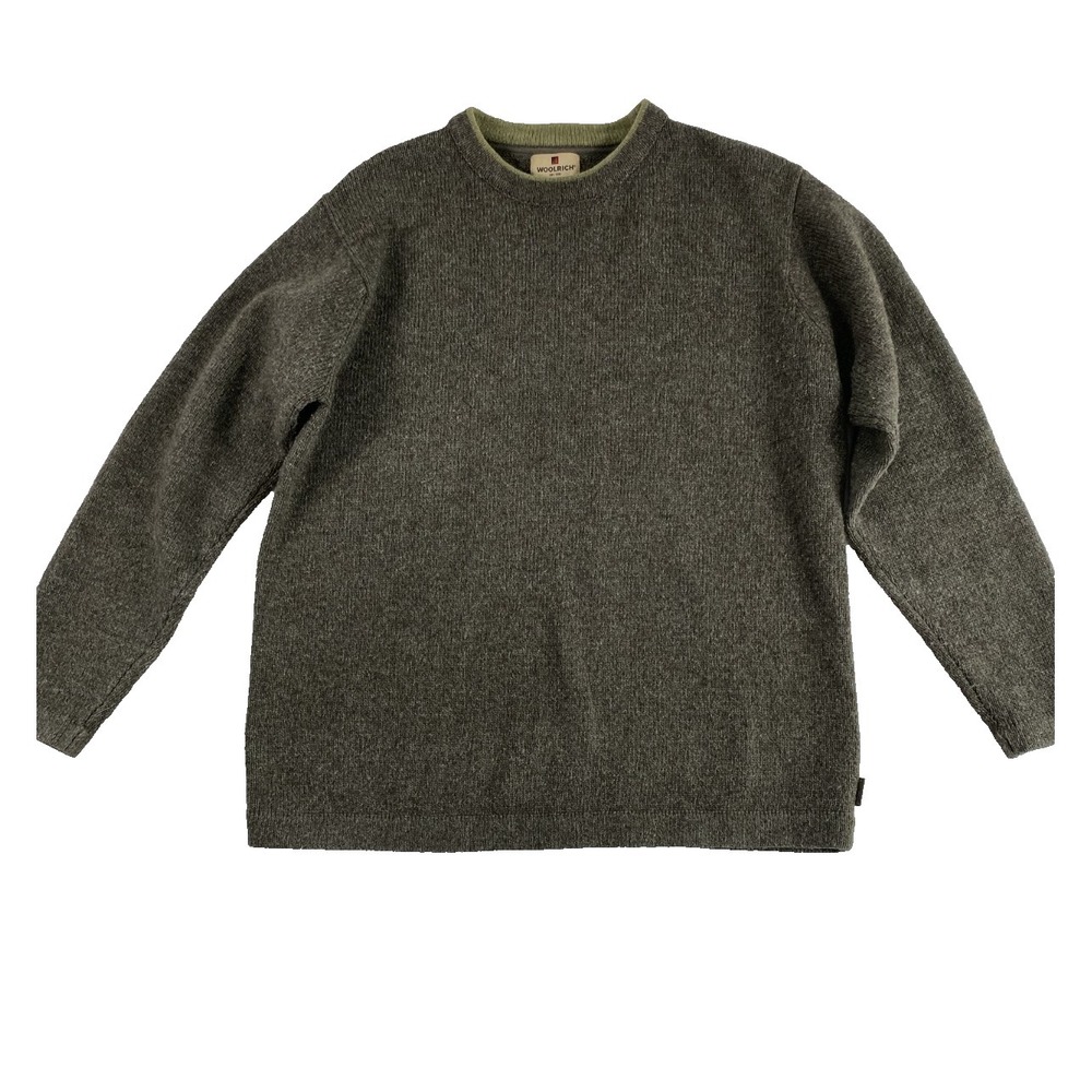 Woolrich Knit Sweater Men's Sz L Military Green Wool Blend Rustic Winter Cabin